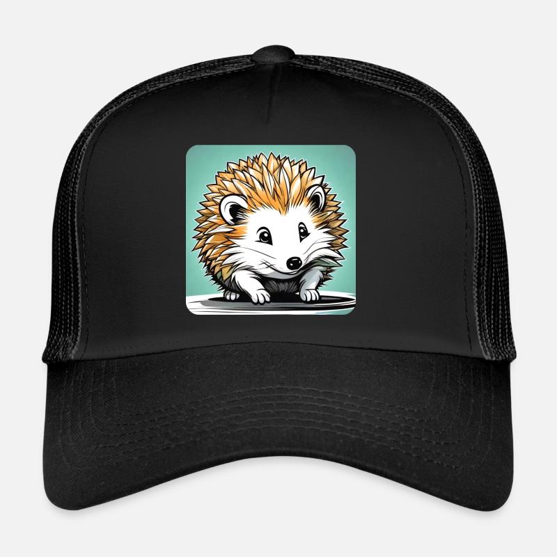 Mignon petit hérisson - Casquette trucker  - noir/noir