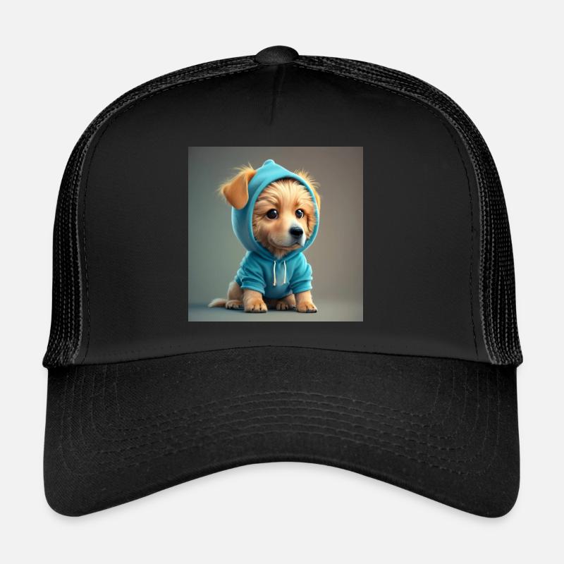 blue hooded dog Trucker Cap