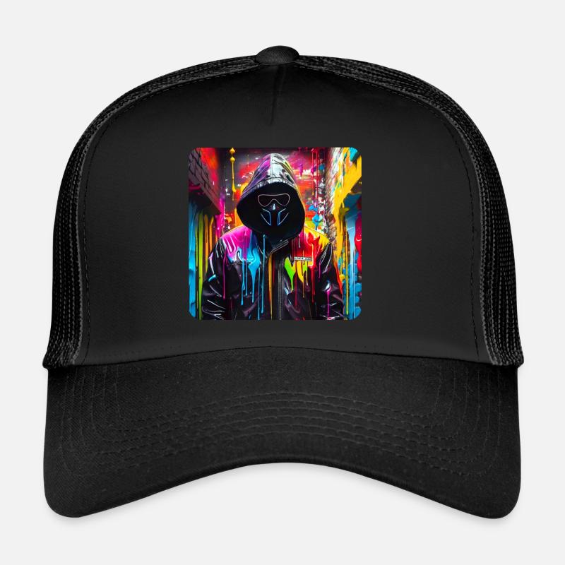 Cyberpunk Anonymous - Trucker Cap - Schwarz/Schwarz