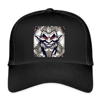 Evil grinning troll with red eyes - Trucker Cap - black/black - Front