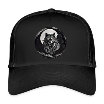 Wolf in the full moon - Trucker Cap - black/black - Front