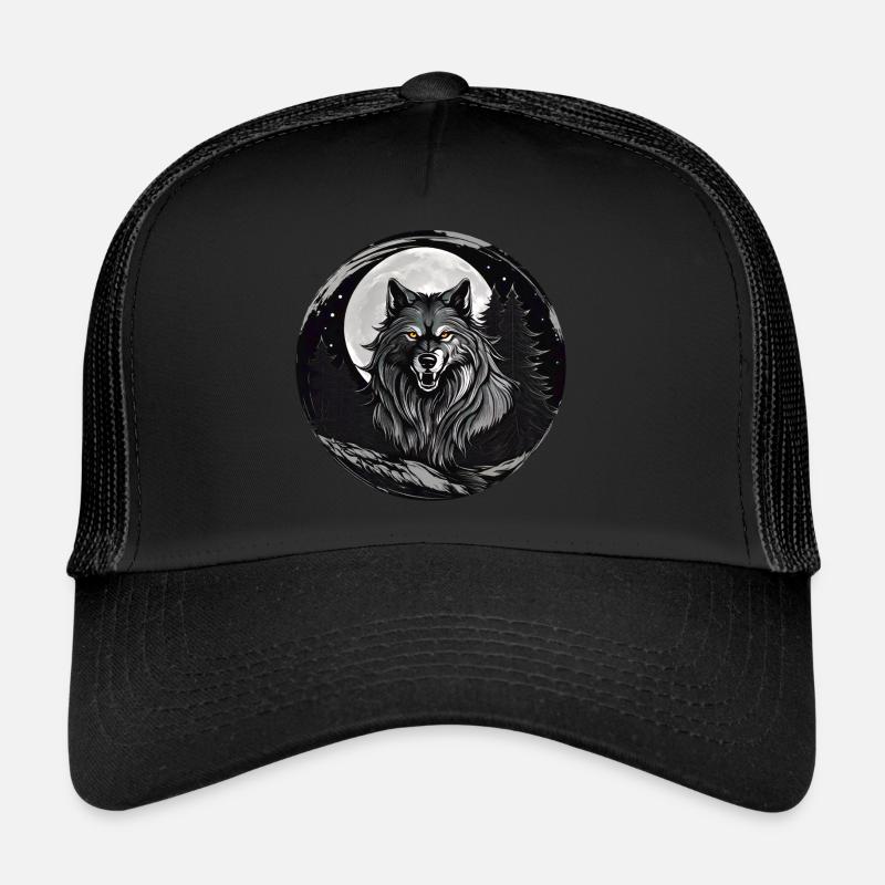Wolf in the full moon Trucker Cap