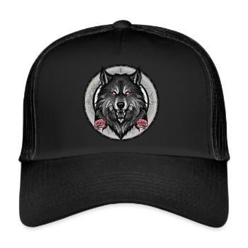 Grim wolf with roses - Trucker Cap - black/black - Front