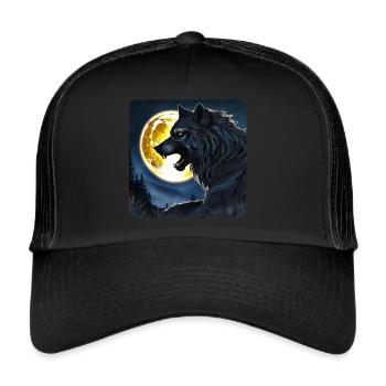 Big Wolf in Full Moon - Trucker Cap - black/black - Front