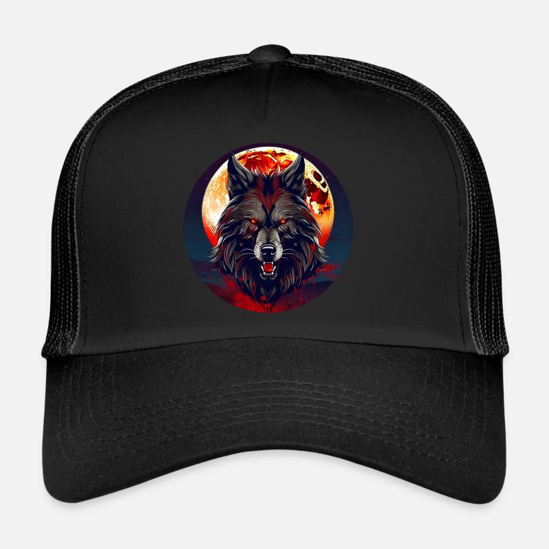 Horror werewolf with red glowing eyes Trucker Cap