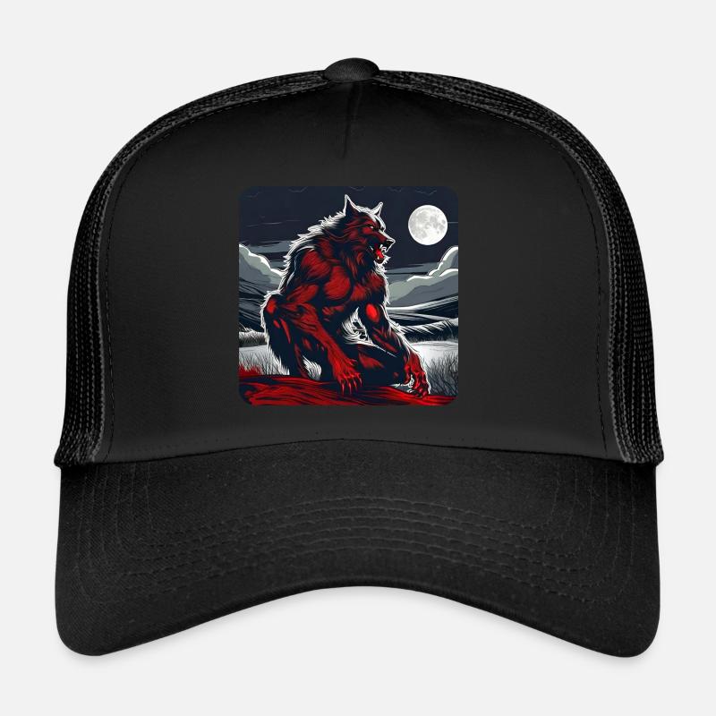 Blutroter Werwolf mit Vollmond Trucker Cap