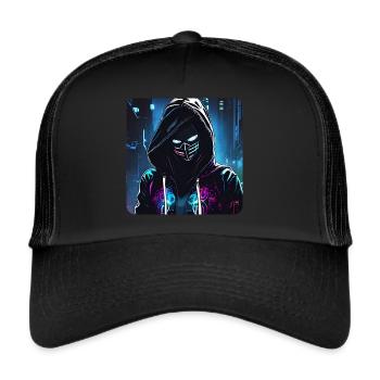 Cool Cyberpunk Girl - Trucker Cap - black/black - Front