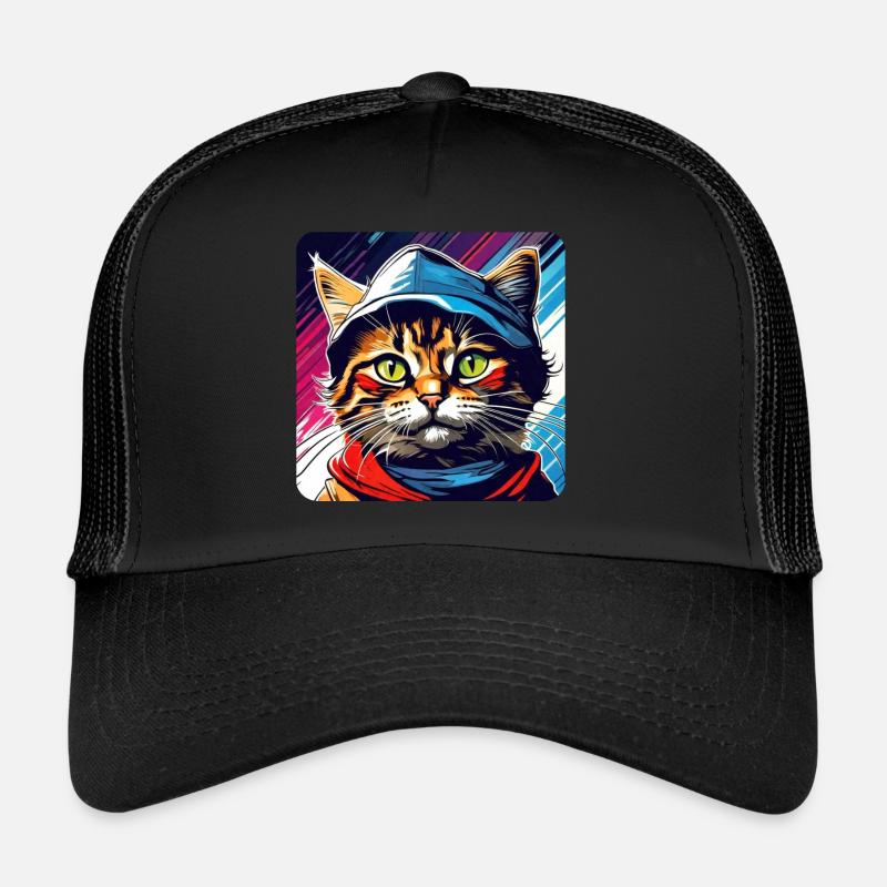 Coole getigerte Katze mit Mütze Trucker Cap