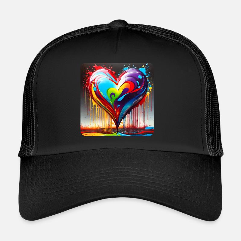 Herz im Graffiti Style - Trucker Cap - Schwarz/Schwarz