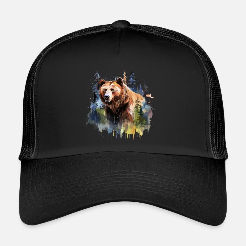 Grizzlybär, Braunbär - Trucker Cap - Schwarz/Schwarz