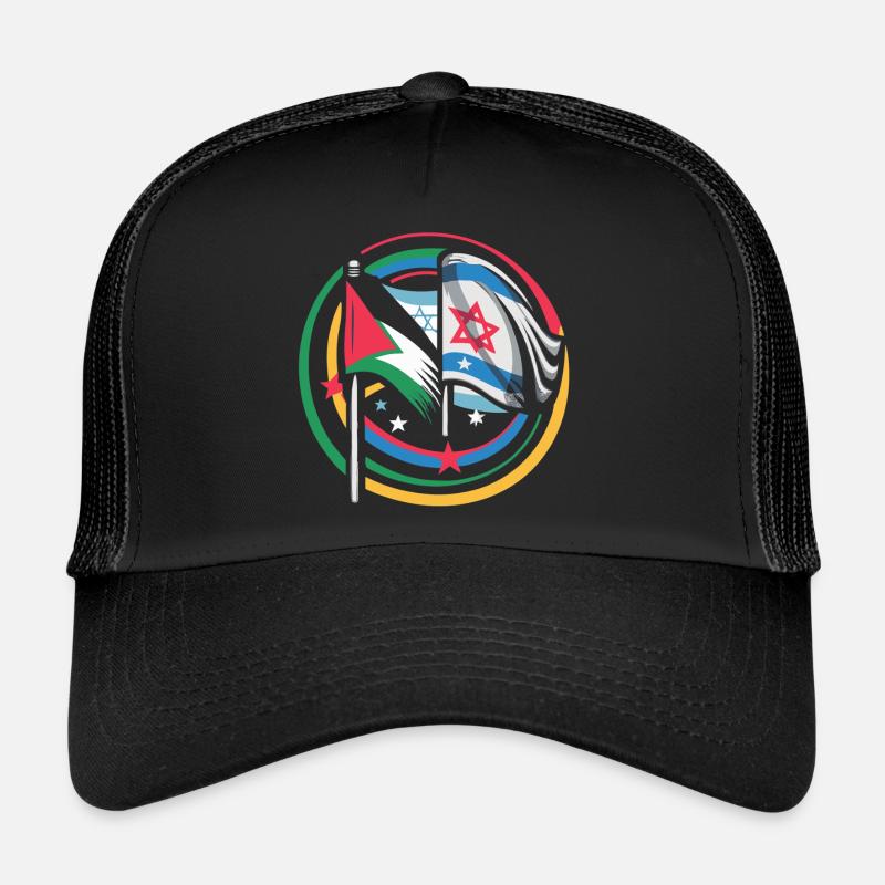 Drapeaux de l’Unité pour la paix d’Israël Palestine Casquette trucker 