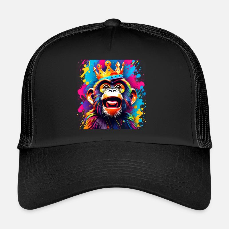 Singe effronté avec couronne dans le style graffiti Casquette trucker 