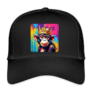Singe mignon avec couronne dans le style graffiti - Casquette trucker  - noir/noir - Devant