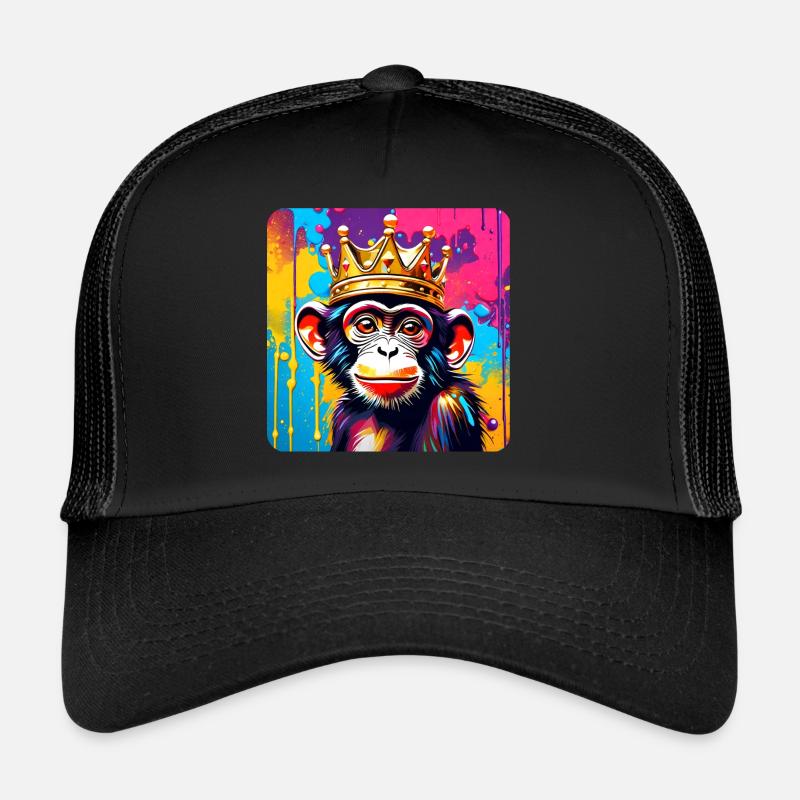 Singe mignon avec couronne dans le style graffiti Casquette trucker 