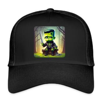 Niedliches kleines grünes Monster - Trucker Cap - Schwarz/Schwarz - Vorne