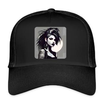 Cool gothic girl with tattoos - Trucker Cap - black/black - Front