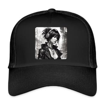 Cool Goth Punk Girl - Trucker Cap - black/black - Front