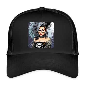 Cool Punk Gothic Girl - Trucker Cap - black/black - Front