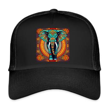 Spirit Animal Elephant in Bohemian Style - Trucker Cap - black/black - Front