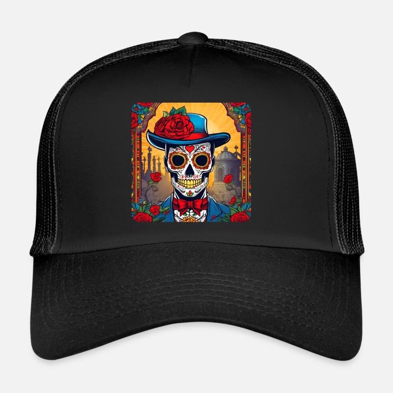 Dia de los Muertos Skull with Hat Trucker Cap