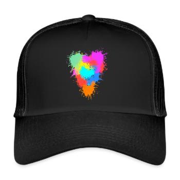 Buntes Herz - Trucker Cap - Schwarz/Schwarz - Vorne