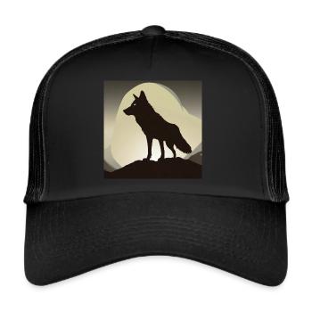 Wolf Silhouette - Trucker Cap - Schwarz/Schwarz - Vorne