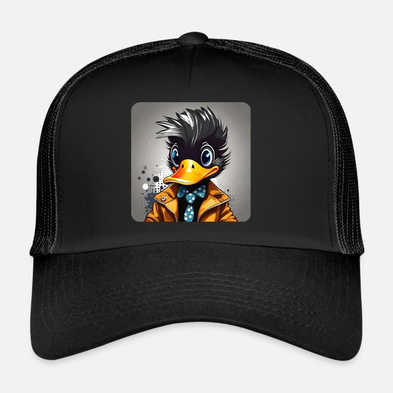 Canard noir avec cravate Casquette trucker 