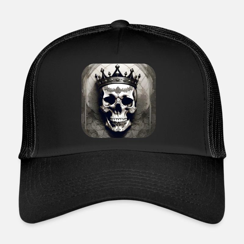 Grinning skull with crown Trucker Cap
