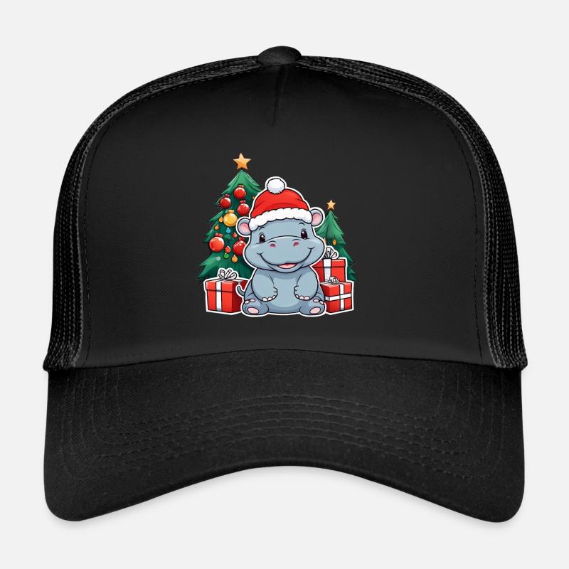 Mignon bébé hippopotame avec chapeau de père Noël Casquette trucker 