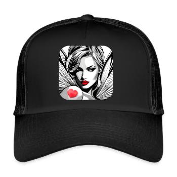 Angel with red heart tattoo - Trucker Cap - black/black - Front