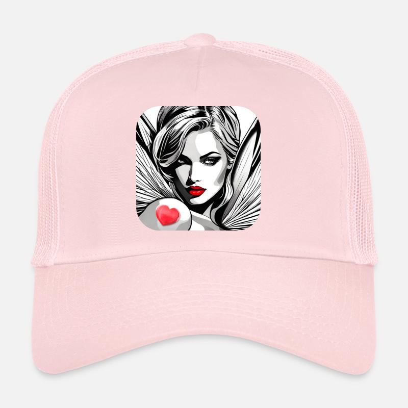 Engel mit rotem Herz Tattoo Trucker Cap