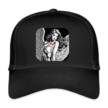 Tatouage d'ange coeur brisé - Casquette trucker  - noir/noir - Devant