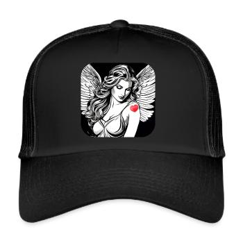 Sad angel with heart tattoo - Trucker Cap - black/black - Front