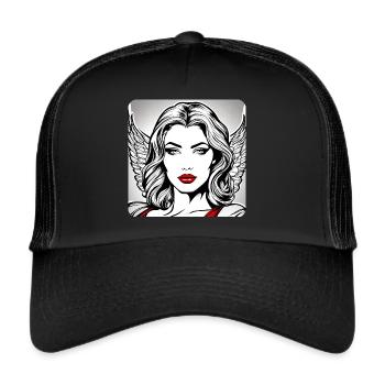 Angel with red lips - Trucker Cap - black/black - Front