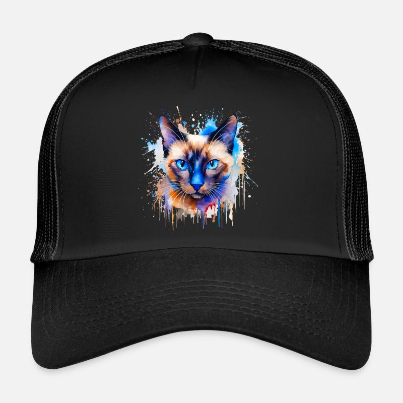 Siamkatze - Trucker Cap - Schwarz/Schwarz