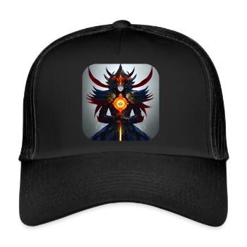 Mystischer Fantasy Krieger - Trucker Cap - Schwarz/Schwarz - Vorne