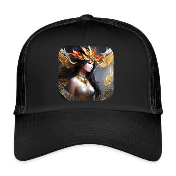 Wunderschöne Fantasy Elfe - Trucker Cap - Schwarz/Schwarz - Vorne