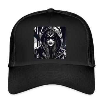 Cool Cyberpunk Girl - Trucker Cap - black/black - Front