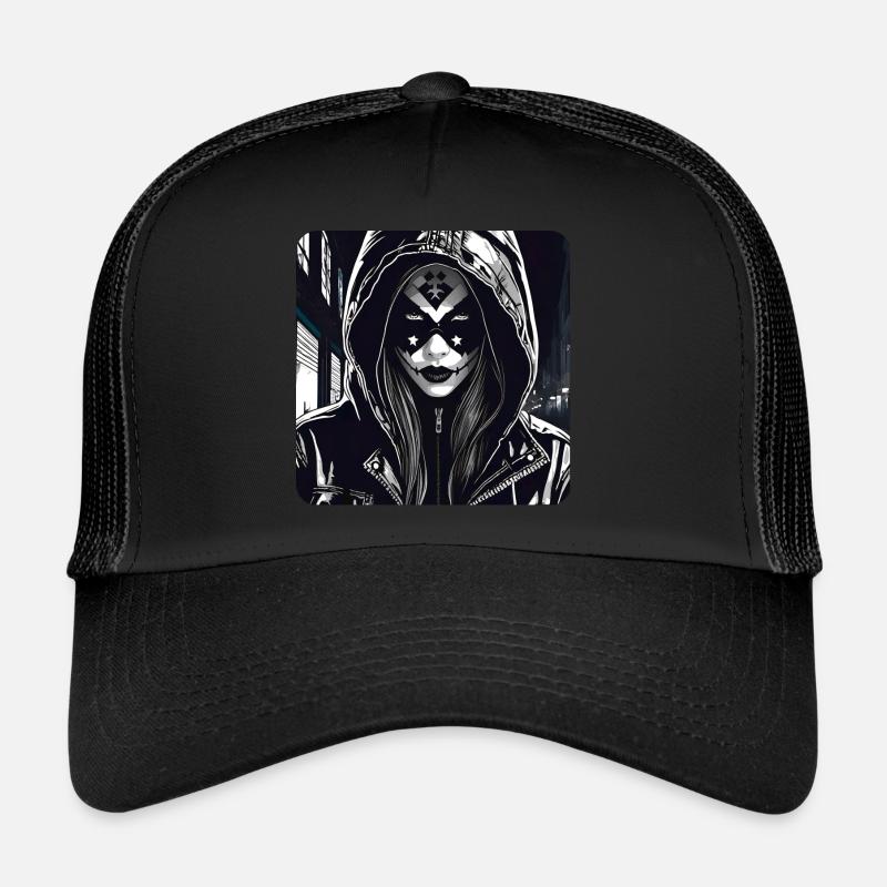 Cooles Cyberpunk Girl - Trucker Cap - Schwarz/Schwarz