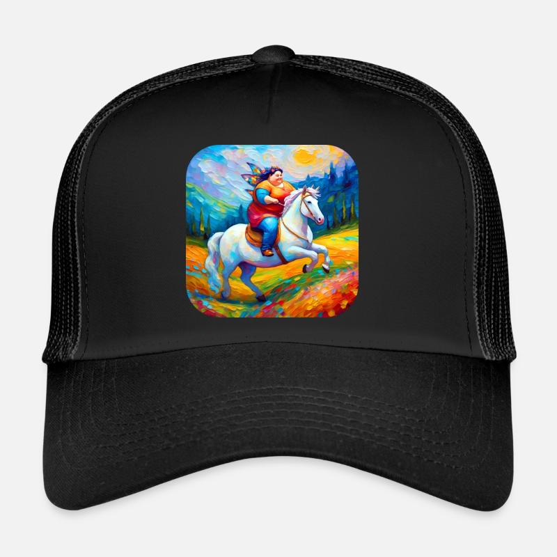 Niedliche dicke Moppel Fee mit Einhorn Trucker Cap