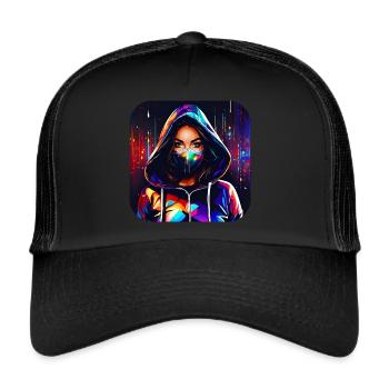 Cool Cyberpunk Girl - Trucker Cap - black/black - Front