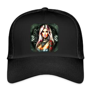 Cool gothic girl with tattoos - Trucker Cap - black/black - Front
