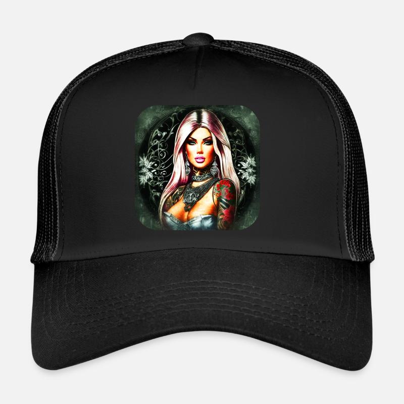 Cool gothic girl with tattoos Trucker Cap