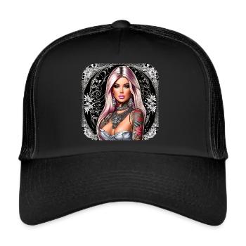 Cool gothic girl with tattoos - Trucker Cap - black/black - Front