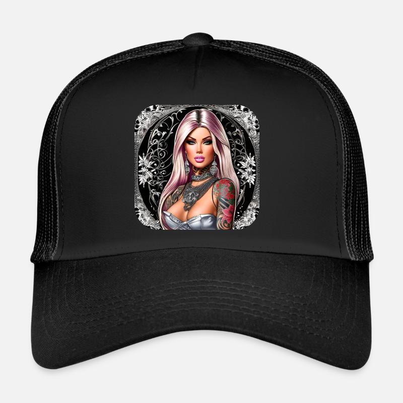 Cool gothic girl with tattoos Trucker Cap