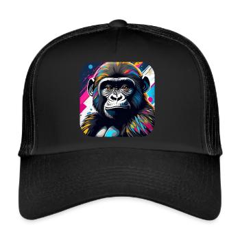 Gorille cool dans le style graffiti - Casquette trucker  - noir/noir - Devant