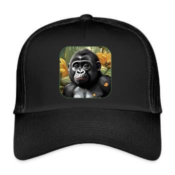 Niedlicher Baby Gorilla - Trucker Cap - Schwarz/Schwarz - Vorne