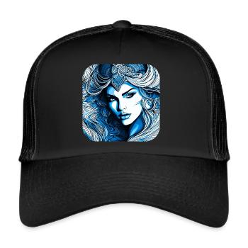 Mystische Fantasy Frau - Trucker Cap - Schwarz/Schwarz - Vorne
