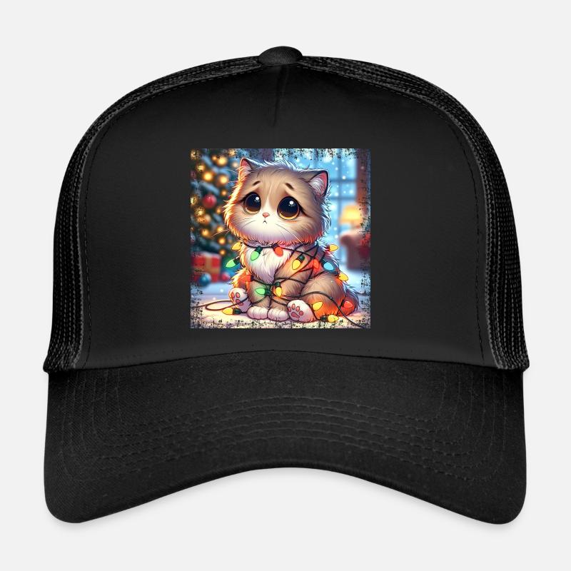 Chat de Noël mignon - Fée Lumières Chaos dans le Casquette trucker 