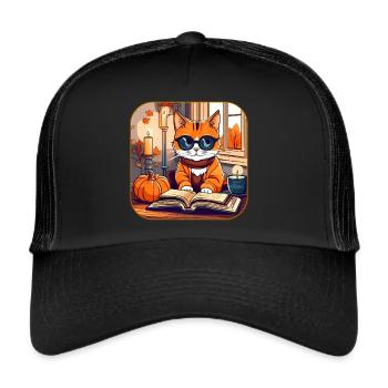 Cute Cat in Autumn Feeling - Trucker Cap - black/black - Front